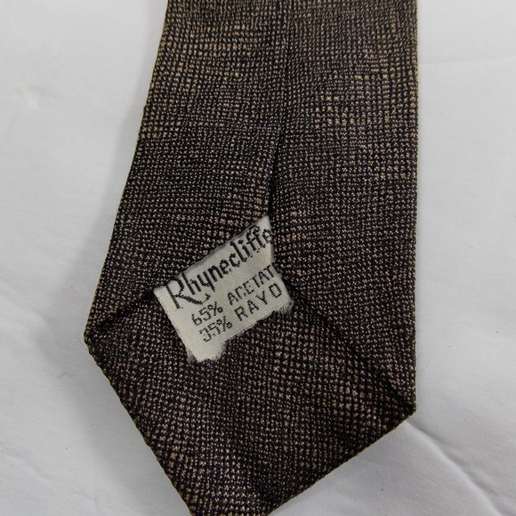 Vintage 50s Rhynecliffe Unicorn Triangle Pyramid Swing Clip On Tie Skinny Brown - Picture 5 of 5